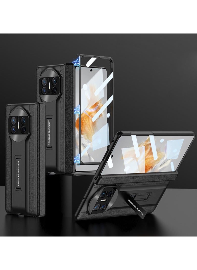 general Compatible with Huawei Mate X3 Magnetic Hinge Leather Case Tempered Glass Stand Holder Frosted Plastic Full body Protection Cover For Mate X3 - Image 1