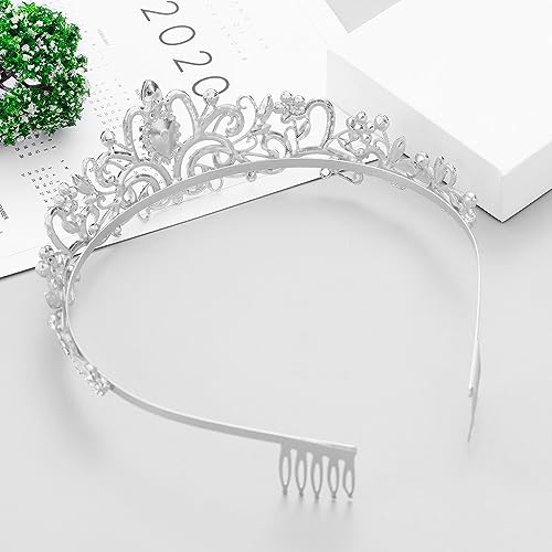 PALAY Silver Crystal Tiara Crown Headband Princess Elegant Crown With Combs For Women Girls Bridal Wedding Prom Birthday Party - Image 5