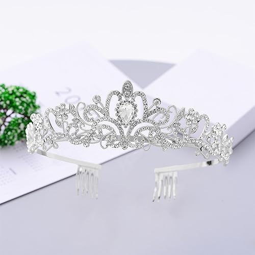 PALAY Silver Crystal Tiara Crown Headband Princess Elegant Crown With Combs For Women Girls Bridal Wedding Prom Birthday Party - Image 3