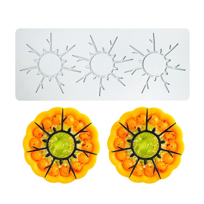 TUKE Hollow Leaf Silicone Mold Chocolate Candy 3D Hollow Leaf Candy Mold Food Cooking Meals Decorations Fondant Mold Polymer Clay Molds (Sun S_10.08x4.12x0.12inch) - Image 1