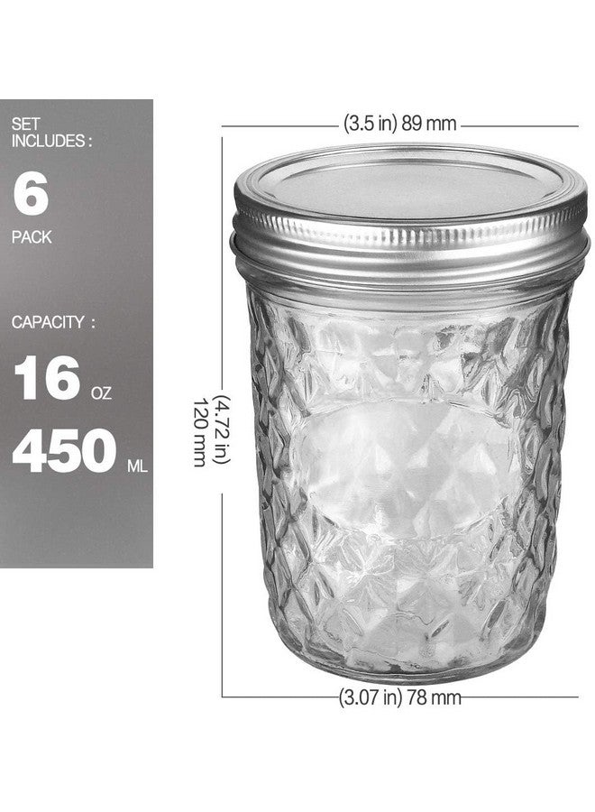 VERONES Wide Mouth Mason Jars 16oz, 6 Pack 16 oz Wide Mouth Mason Jars with Lids and Bands, Ideal for Jam, Honey, Wedding Favors, Shower Favors - Image 3