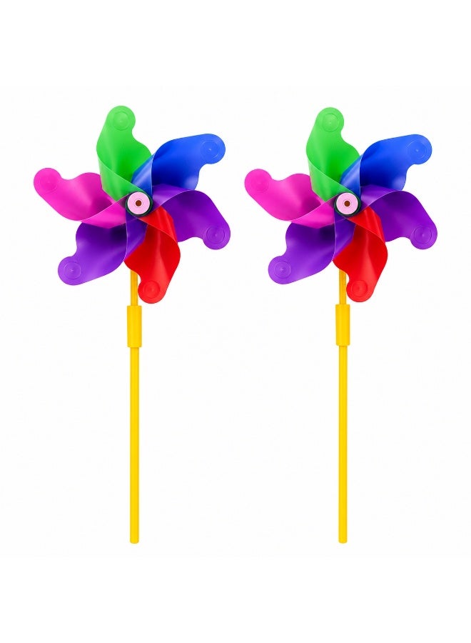 JOLLITY LLC 2 PCS Colorful Windmill Toy Set for Kids | Plastic Pinwheel Spinner | Outdoor Garden Wind Spinner | Running Toy | Party Favor | Multicolor - Image 3