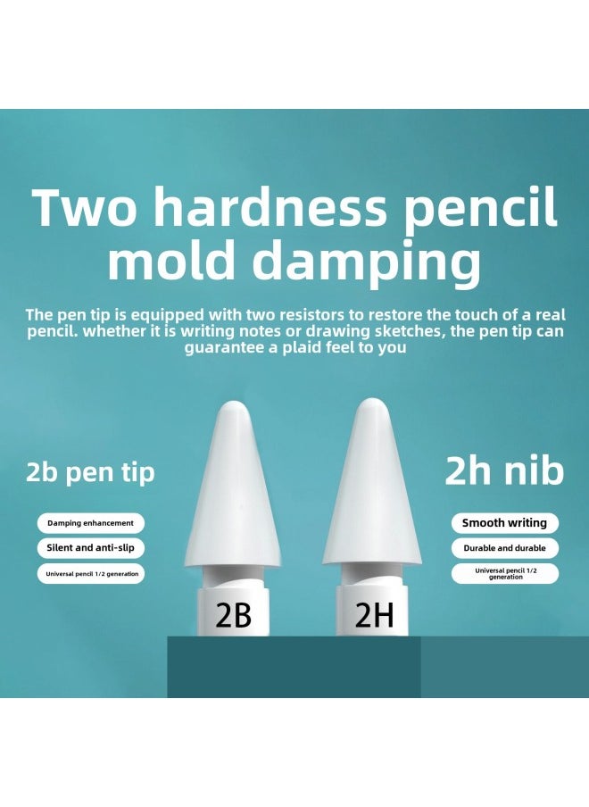 Apple Pen Tip Damping 2B2H Capacitive Pen For Apple Pencil 1/2 Generation IPad Touch Screen Active Pen-Color:2H Nib