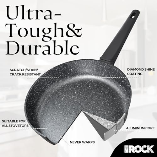 THE ROCK SOHO 11-Inch Non Stick Frying Pan with Lid – Nothing Sticks, Never Warps, Lasts Longer, Healthy Skillet with Heat-Resistant Handle, PFOA Free, Dishwasher Safe, Black - Image 4