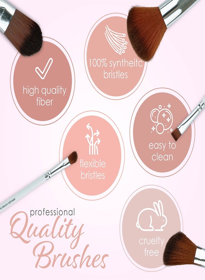 Pure Beauty Works 12pc Complete Makeup Brush Set Premium Synthetic Bristles Blending Brush Bronzer Brush Foundation Brush Eyeshadow Brush Face Powder Blush Concealer Eyeshadow Brush Set - Image 3