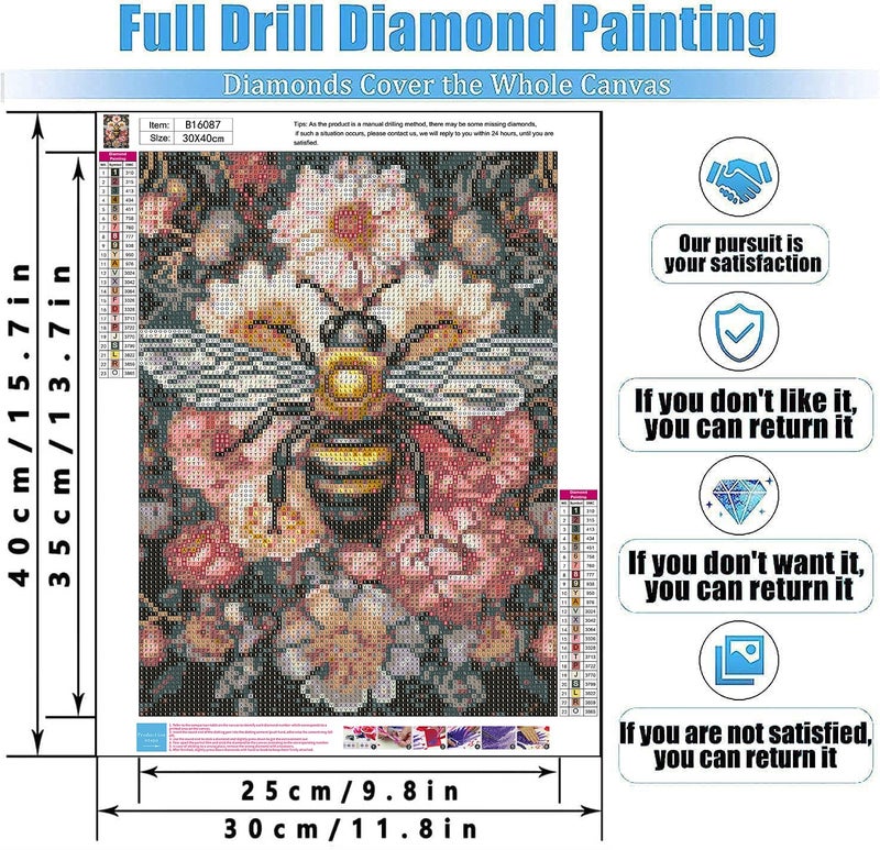 Tiwabb 4 Pack Diamond Art Kits for Adults Beginners,Dragonflies, Butterflies, Moths, Bees Full Round Drill DIY Diamond Painting Kits,Paint by Diamonds Dot Gem Art Crystal Easy,Home Wall Decor 12x16Inch - Image 5