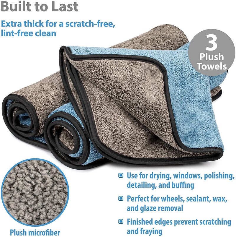 Auto Hub Heavy Microfiber Cloth for Car Cleaning and Detailing, Double Sided, Extra Thick Plush Microfiber Towel Lint-Free, 800 GSM (Size 40cm x 40cm)/Pack of 1, Color: Blue - Image 5