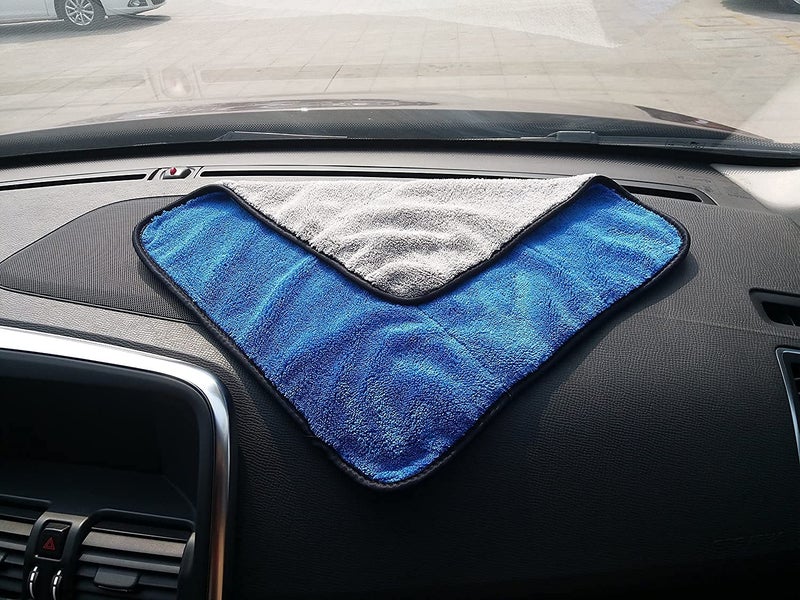 Auto Hub Heavy Microfiber Cloth for Car Cleaning and Detailing, Double Sided, Extra Thick Plush Microfiber Towel Lint-Free, 800 GSM (Size 40cm x 40cm)/Pack of 1, Color: Blue - Image 3