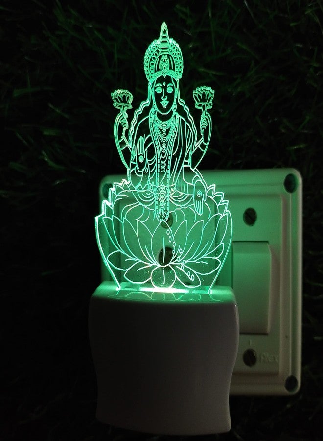 UKANI LAXMI 3D Optical Illusion Acrylic Night Lamp, 7 Colors RGB Auto Colour Changing LED Plug and Play Night Light, Office Light, Best for Gift - Pack of 1 (SD035,Multicolour, 3 Inch) - Image 3