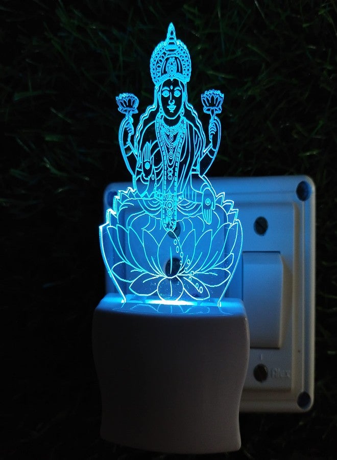 UKANI LAXMI 3D Optical Illusion Acrylic Night Lamp, 7 Colors RGB Auto Colour Changing LED Plug and Play Night Light, Office Light, Best for Gift - Pack of 1 (SD035,Multicolour, 3 Inch) - Image 1