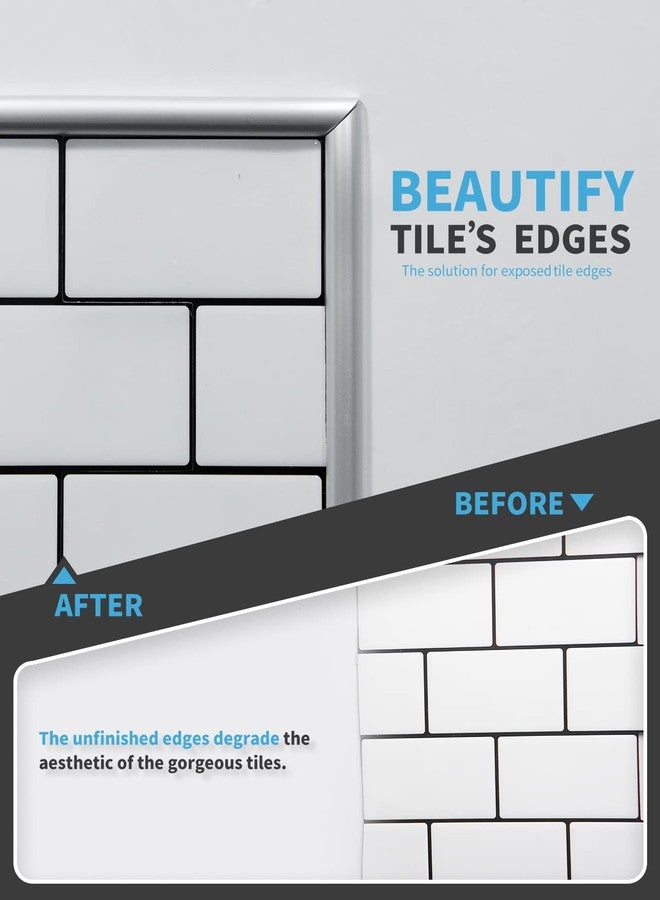 Art3d 10 Ft Peel and Stick Trim for Backsplash Tile Edge, Self-Adhesive Liner for Corner Decor in Silver - Image 3