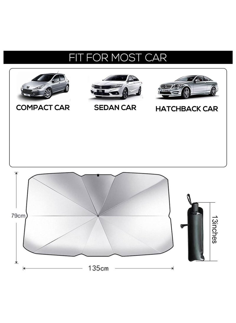 ELTRAZONE Car Windshield Sun Shade Foldable Umbrella Reflective Sunshade for Vehicle Blocks UV Rays and Heat, Sun Visor Protector to Keep Your Vehicle Cool, Fits Front Windshields of Various Size - Image 4