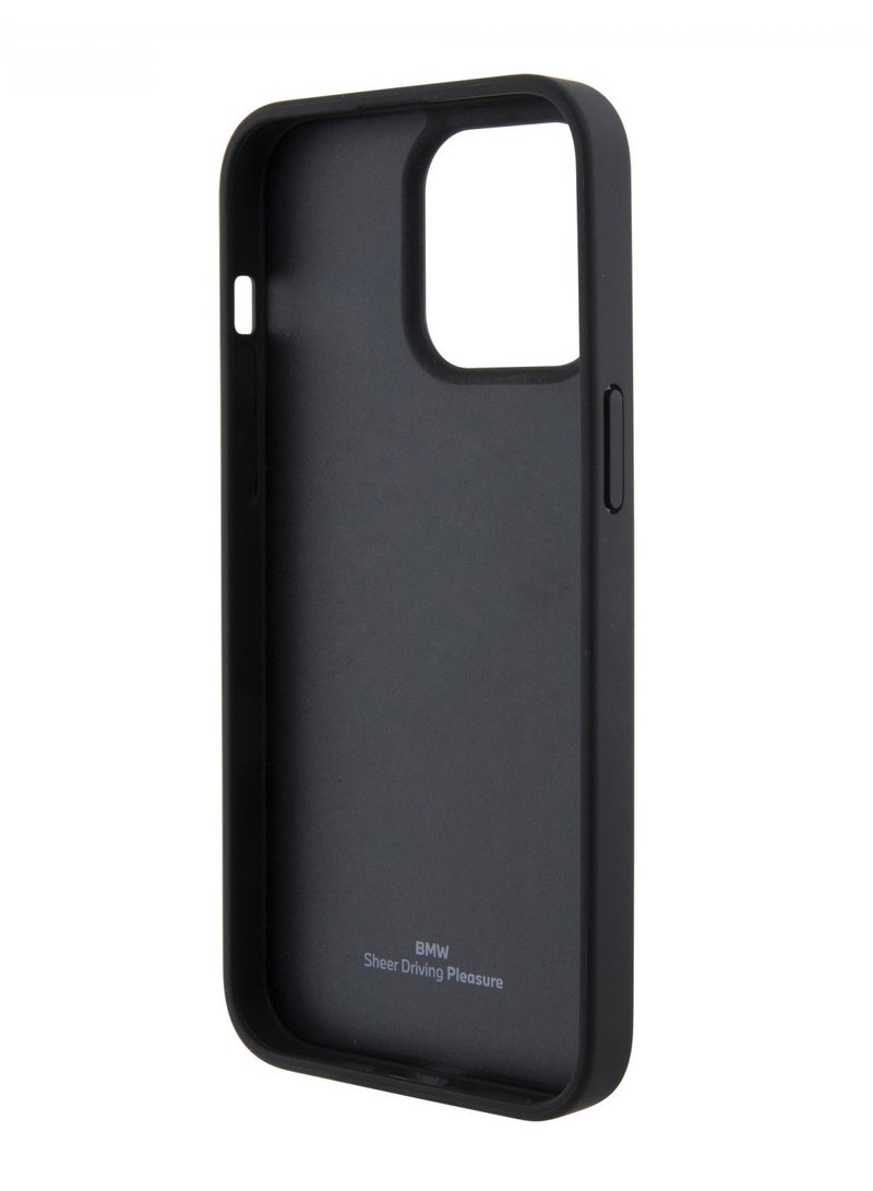 BMW Leather Case with Sign Seats Pattern for iPhone 15 Pro - Black - Image 4