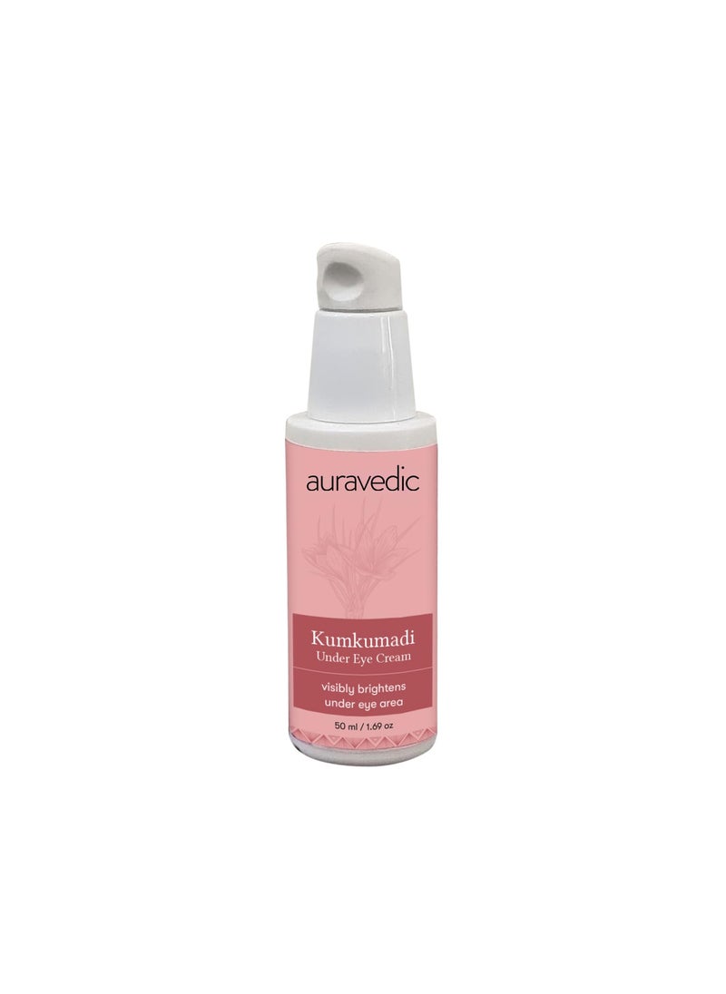 Auravedic Kumkumadi Under Eye Cream for Dark Circles  Reduces Puffiness Bags  Wrinkles with Saffron Oil  Soothes Tired Eyes  Firms Under Eye Skin  169 Fl Oz50 ml 
