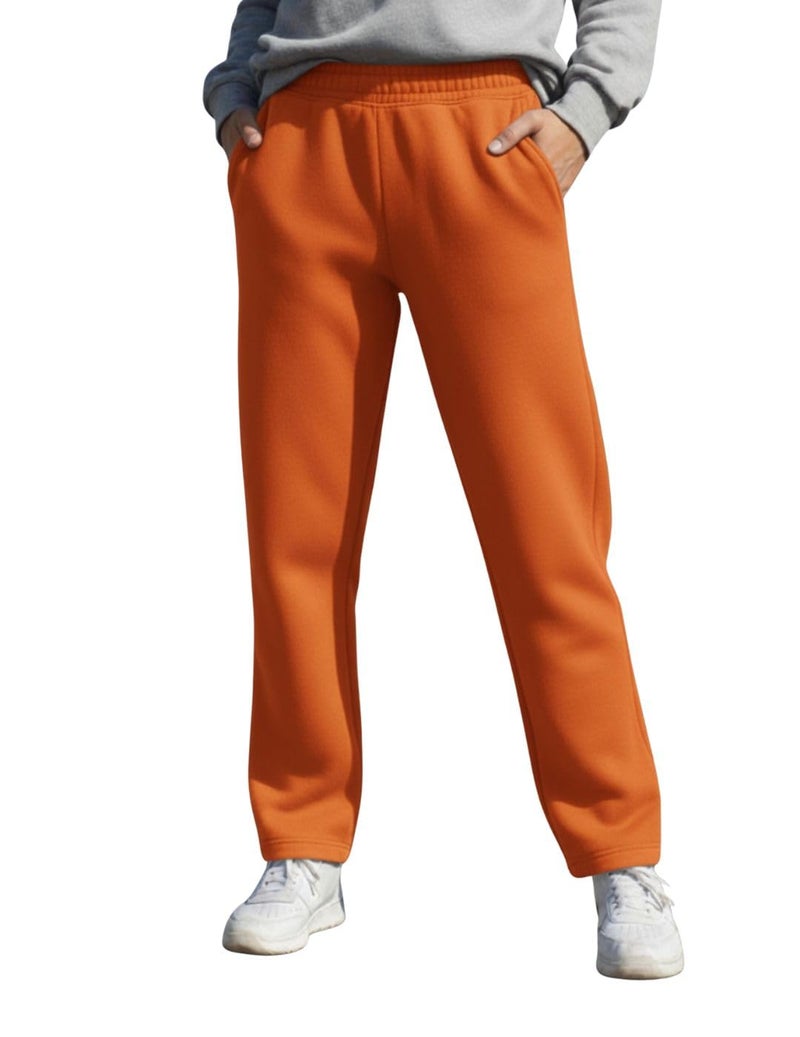 Mack Jonney Women’s Solid Fleece Track Pants | Warm & Durable Casual Lowers | Trendy Lowers-M5353 Rust - Image 1