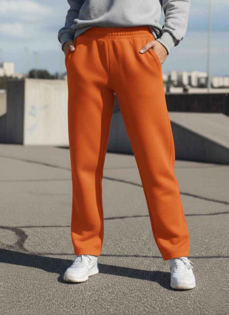 Mack Jonney Women’s Solid Fleece Track Pants | Warm & Durable Casual Lowers | Trendy Lowers-M5353 Rust - Image 2