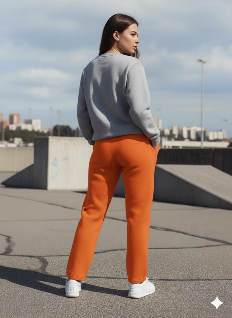 Mack Jonney Women’s Solid Fleece Track Pants | Warm & Durable Casual Lowers | Trendy Lowers-M5353 Rust - Image 4