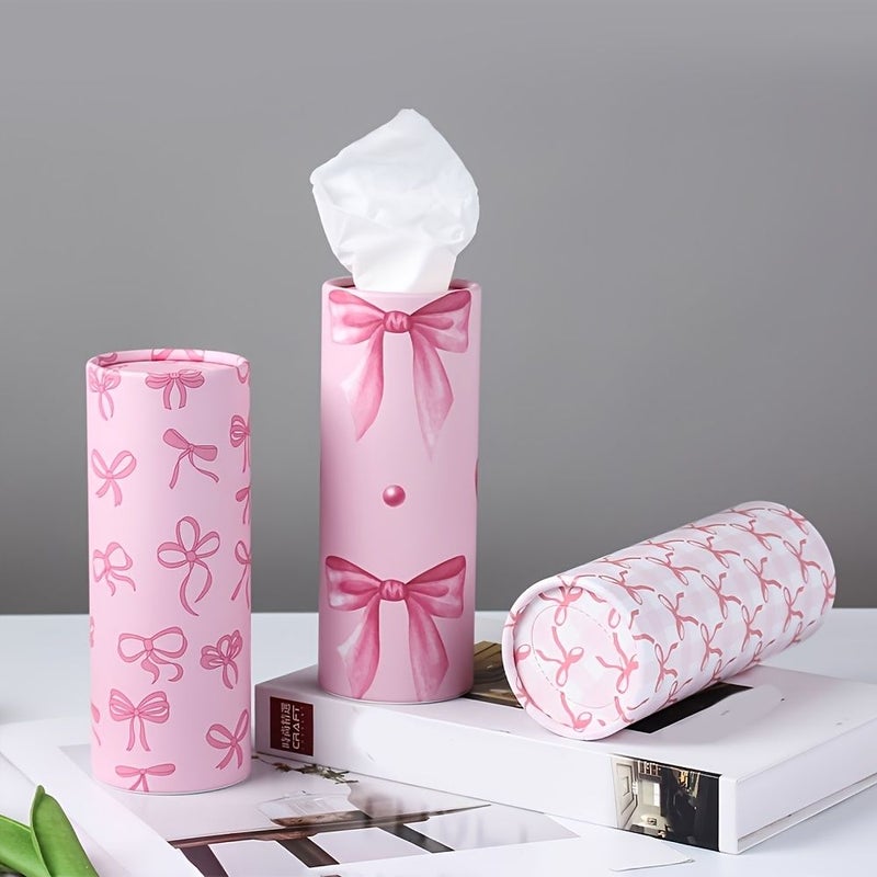A Set Of Travel Tissue Holders For Bulk Facial Tissues Cup Holder Pink Small Bows Suitable For Weddings Birthday Celebrations - Image 2
