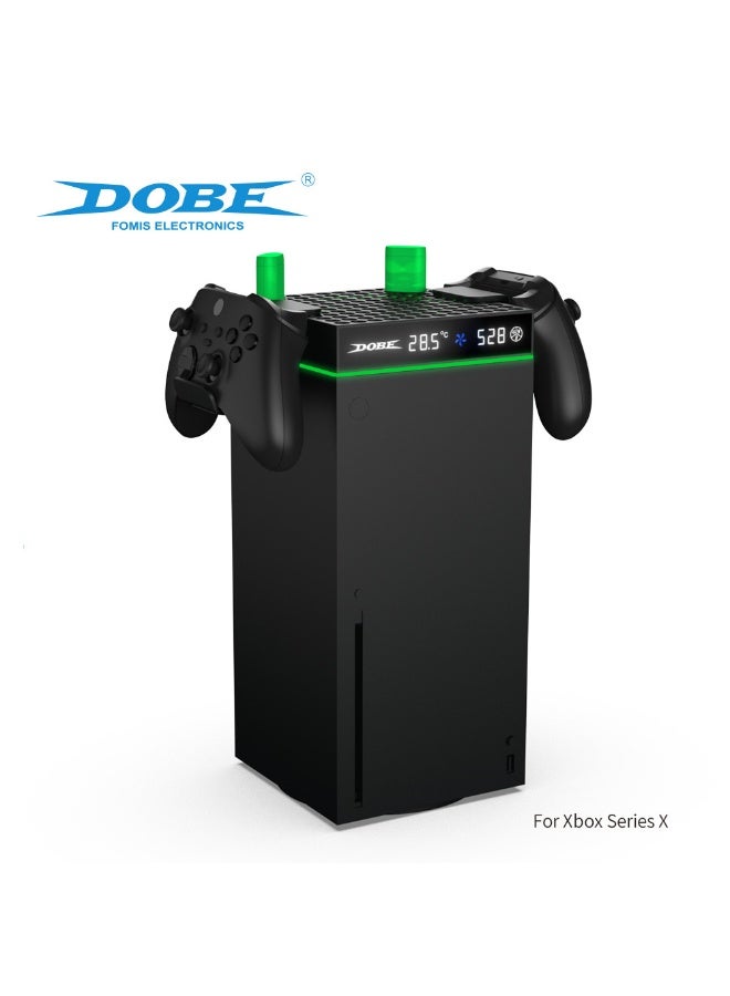 دوبي مروحة تبريد Xbox Series X/S مع تحكم ذكي في الحرارة، مروحة كبيرة هادئة، مؤشر LED، قاعدة شحن مزدوجة لبطاريات أذرع التحكم، وخطاف لتعليق الأذرع – نظام تبريد متعدد الوظائف - Image 2