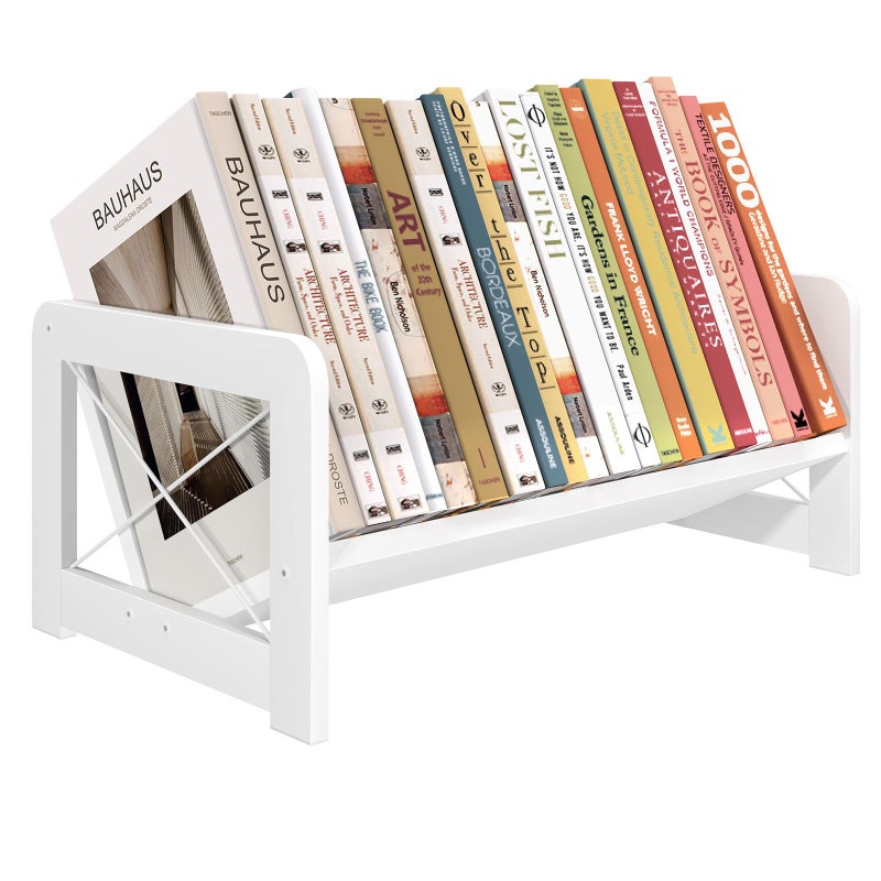 ELITEROO Mini Bookshelf for Desk, Desktop Bookcase, Single Cookbook Shelf, Tabletop Book Storage Rack, Tiny Book Organizer for Book Display & Storage, White - Image 1
