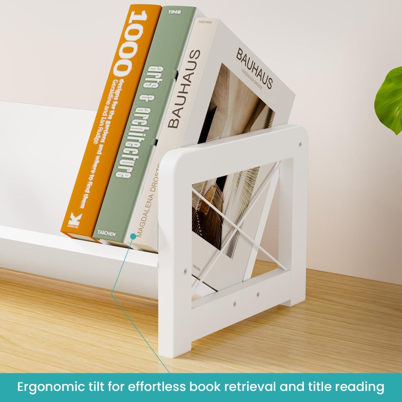 ELITEROO Mini Bookshelf for Desk, Desktop Bookcase, Single Cookbook Shelf, Tabletop Book Storage Rack, Tiny Book Organizer for Book Display & Storage, White - Image 4