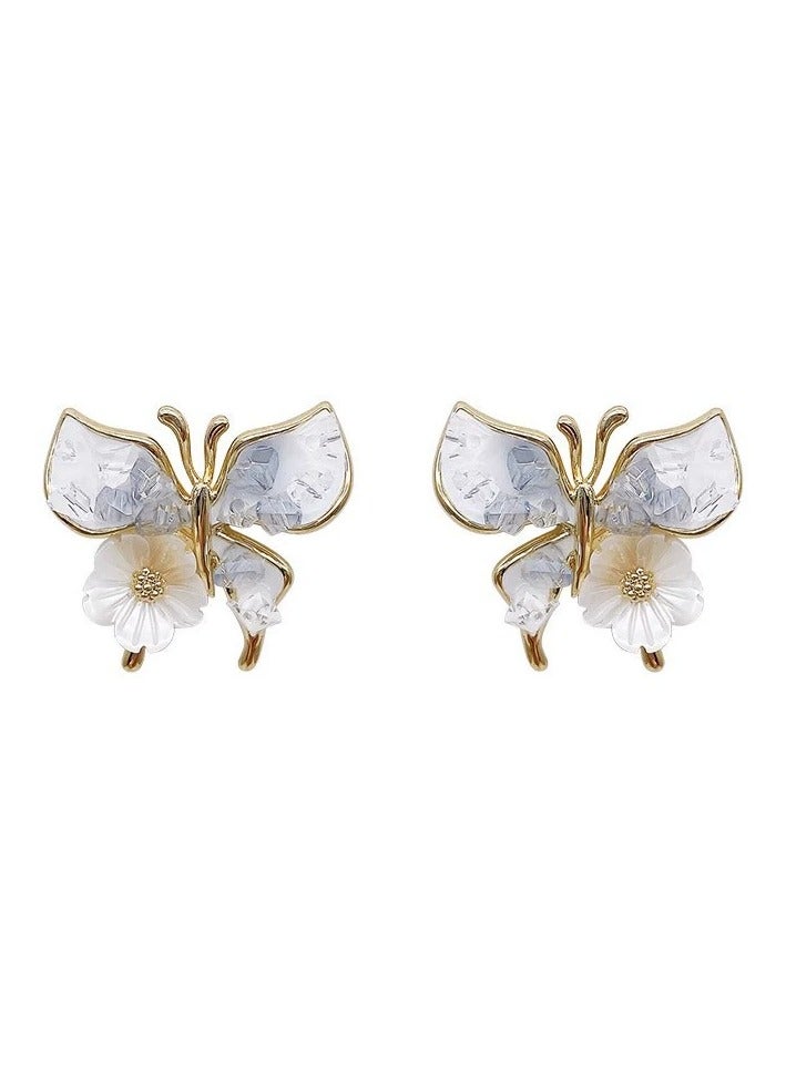 Goolsky S925 Sterling Silver Gradient Blue Butterfly Flower Stud Earrings – Dainty Feminine Jewelry, Hypoallergenic Ear Accessories - Image 4