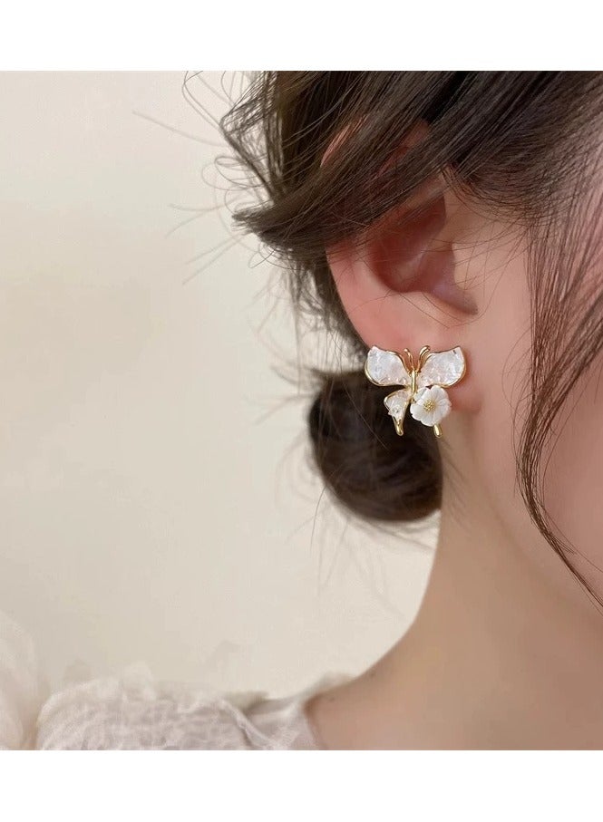 Goolsky S925 Sterling Silver Gradient Blue Butterfly Flower Stud Earrings – Dainty Feminine Jewelry, Hypoallergenic Ear Accessories - Image 2