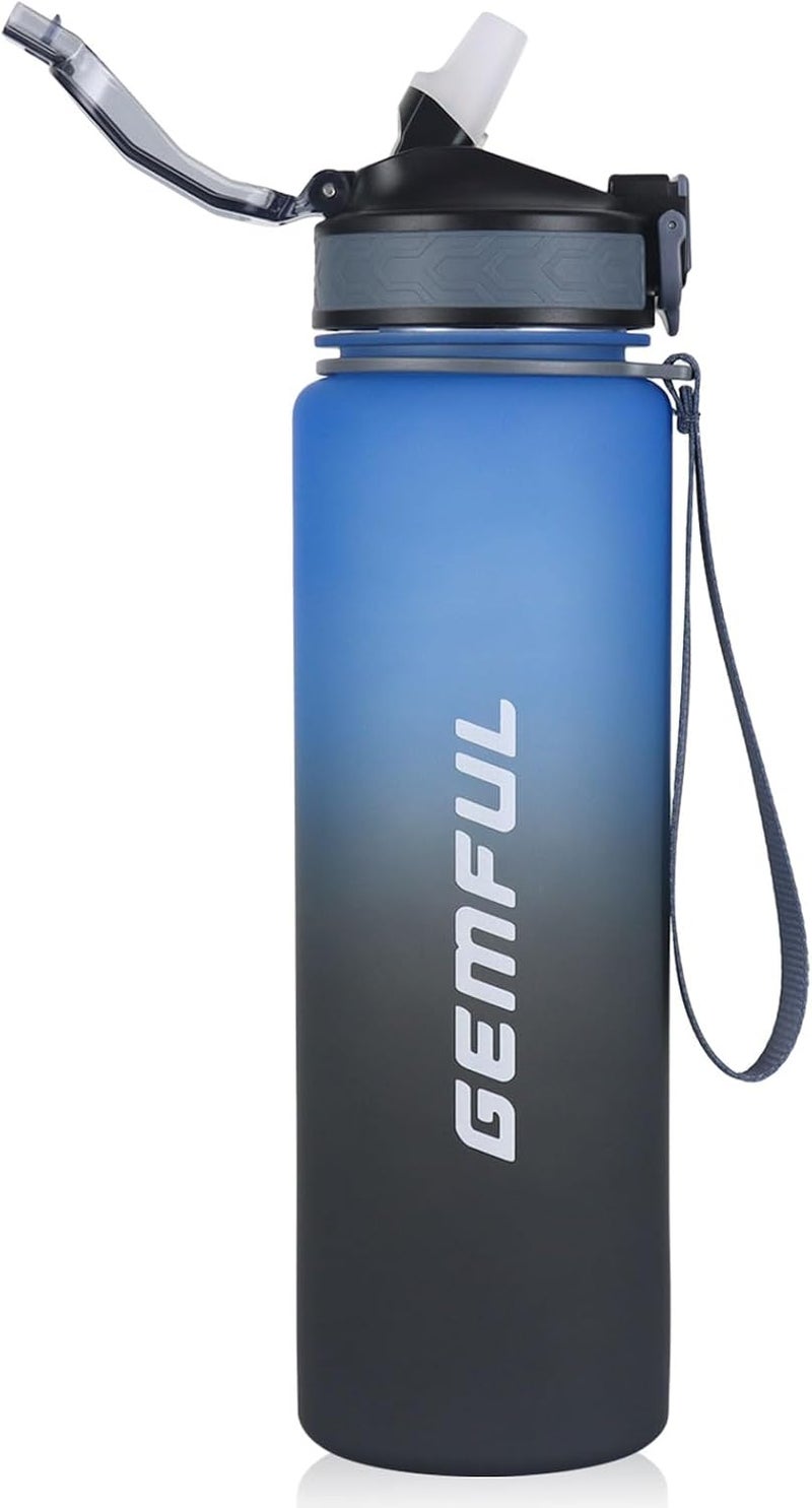 GEMFUL 1 Liter Water Bottle Plastic BPA Free Hourly Reminders for Office Work  School - Image 2