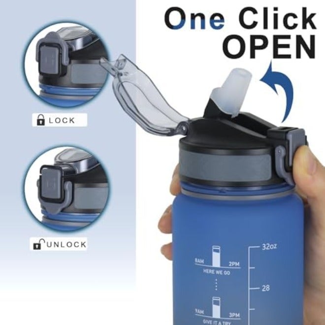 GEMFUL 1 Liter Water Bottle Plastic BPA Free Hourly Reminders for Office Work  School - Image 5