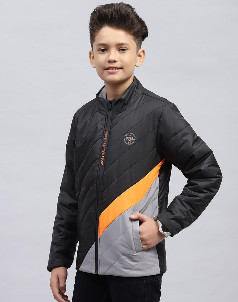 Monte Carlo Boys Printed Black Mock Neck Full Sleeve Jacket (524068013-2-26) - Image 2