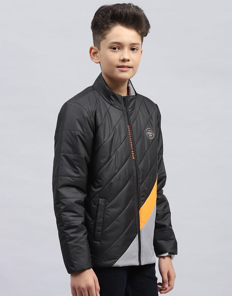 Monte Carlo Boys Printed Black Mock Neck Full Sleeve Jacket (524068013-2-26) - Image 3