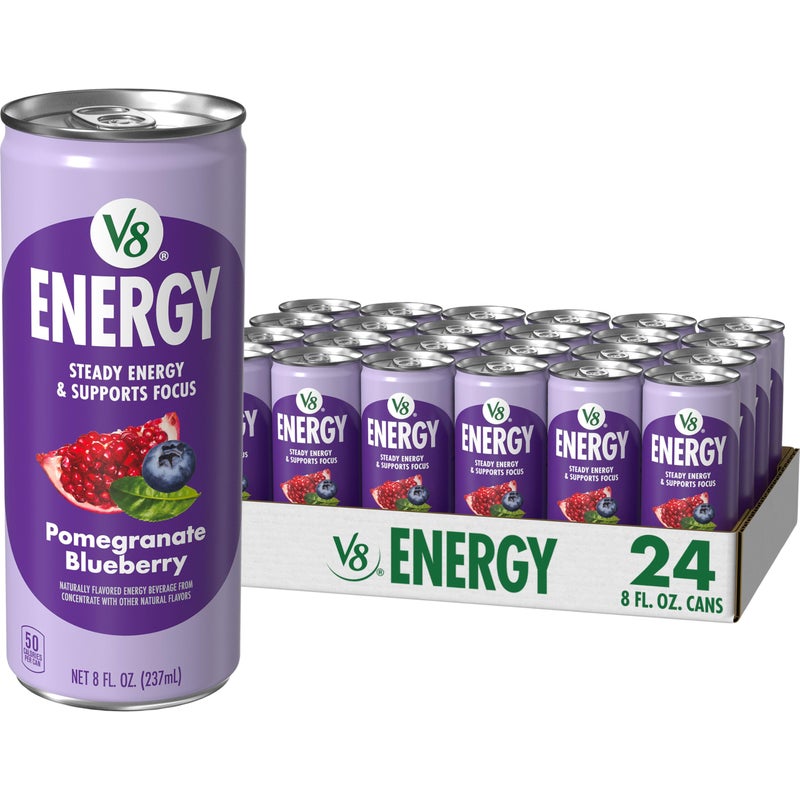 V8 Energy Pomegranate Blueberry Energy Drink 8 fl oz Can 24 Pack - Image 3