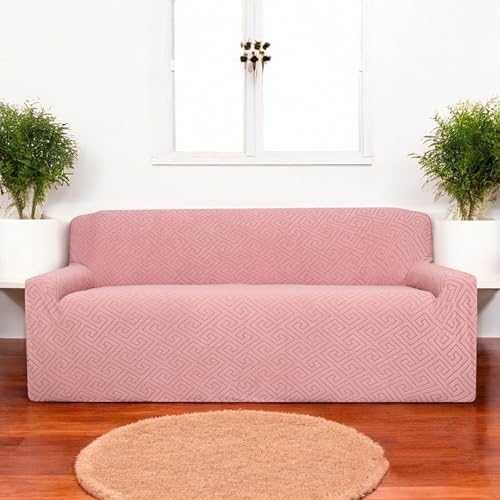 House of Quirk Universal Jacquard Fabric Sofa Cover Soft Touching Cover for Couch Flexible Stretch Sofa Slipcover (One Seater, Pink) - Image 2
