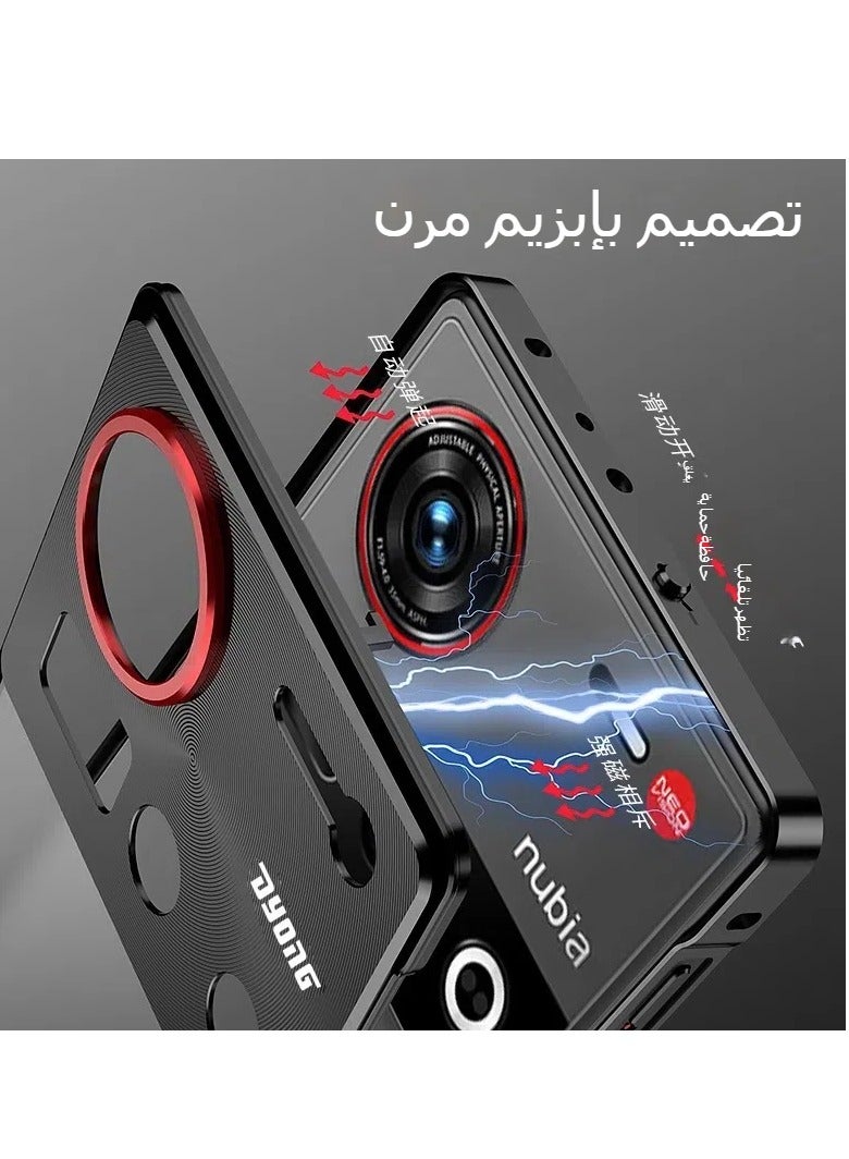 Applicable to Nubia Z70ultra metal frame mobile phone case elastic buckle Z70u matte back plate anti-drop protective cover (black)  - Image 2