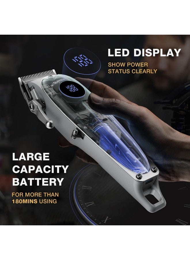 SUPRENT Professional Rechargeable Hair Clipper-Hair Clippers for Men, Cordless Hair Cutting Kit with LED Display (Silver) - Image 4