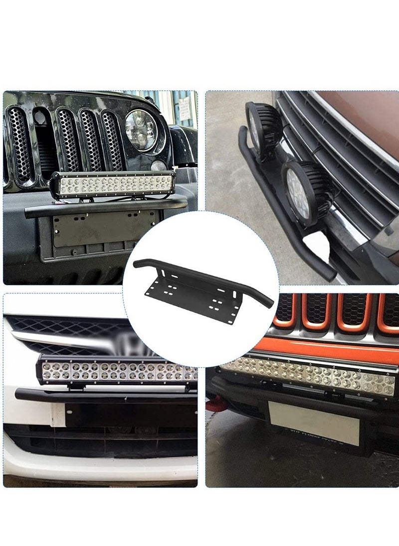 SYOSI Universal License Plate Mounting Bracket Aluminum Alloy Front Bull Bar Bumper LED Work Lamps Lighting Bars LED Light Mounting Bracket Holder for Off Road Led Light Bars Work Lamps  (Black)  - Image 1