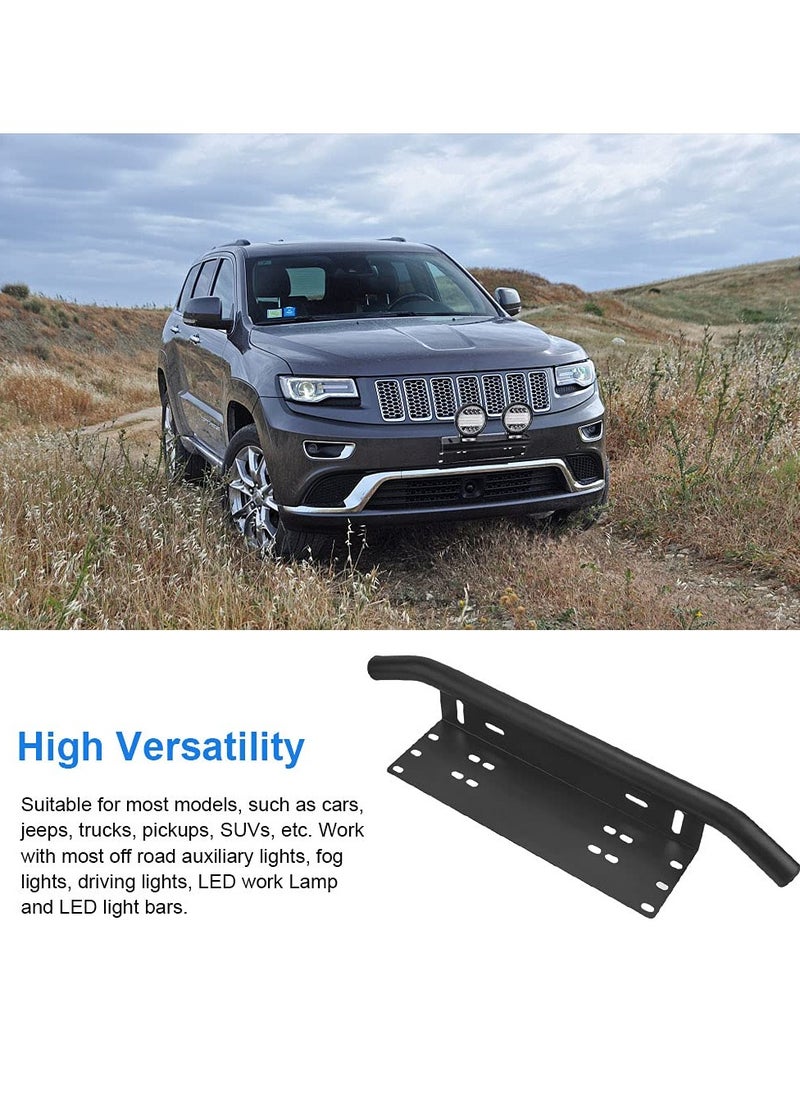 SYOSI Universal License Plate Mounting Bracket Aluminum Alloy Front Bull Bar Bumper LED Work Lamps Lighting Bars LED Light Mounting Bracket Holder for Off Road Led Light Bars Work Lamps  (Black)  - Image 4