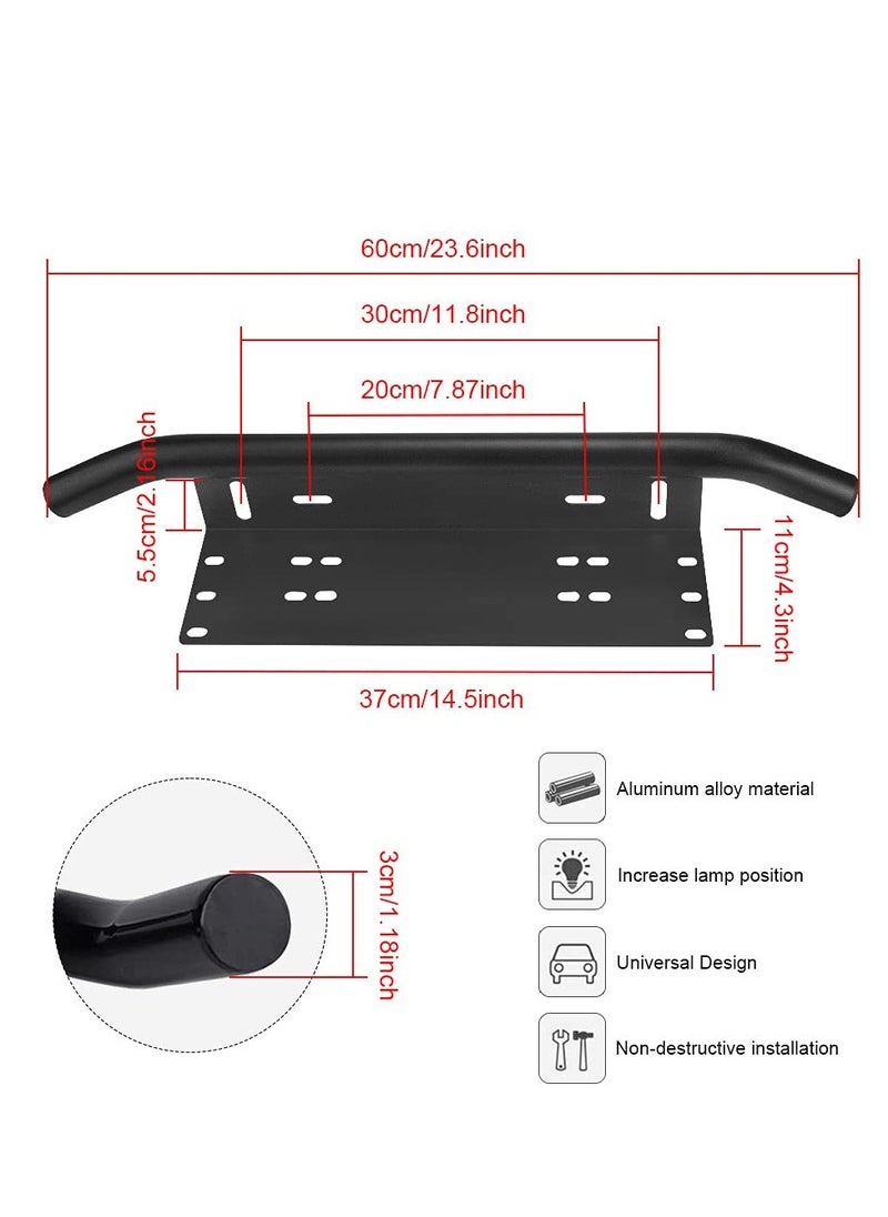 SYOSI Universal License Plate Mounting Bracket Aluminum Alloy Front Bull Bar Bumper LED Work Lamps Lighting Bars LED Light Mounting Bracket Holder for Off Road Led Light Bars Work Lamps  (Black)  - Image 5