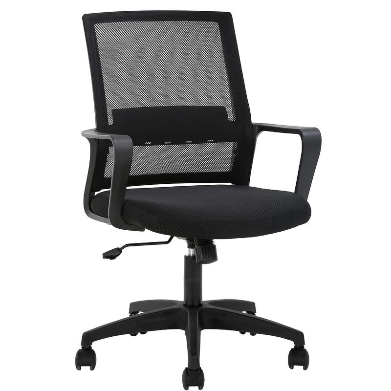 FDW Office Chair Ergonomic Desk Chair MidBack Mesh Computer Chair Lumbar Support Comfortable Executive Adjustable Rolling Swivel Task Chair with ArmrestsBlack