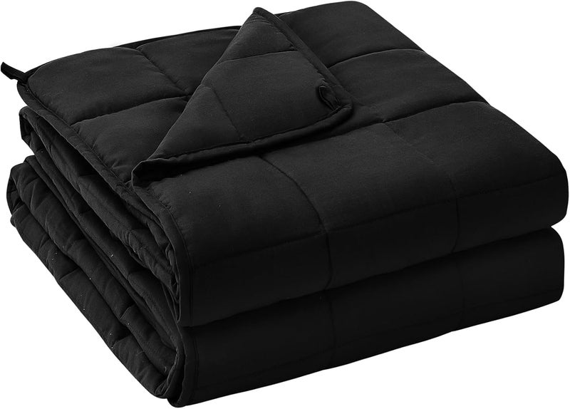 yescool Weighted Blanket for Adults (15 lbs, 48" x 72", Black) Cooling Heavy Blanket for Sleeping Perfect for 160-180 lbs, Twin Size Breathable Blanket with Premium Glass Bead, Machine Washable - Image 1