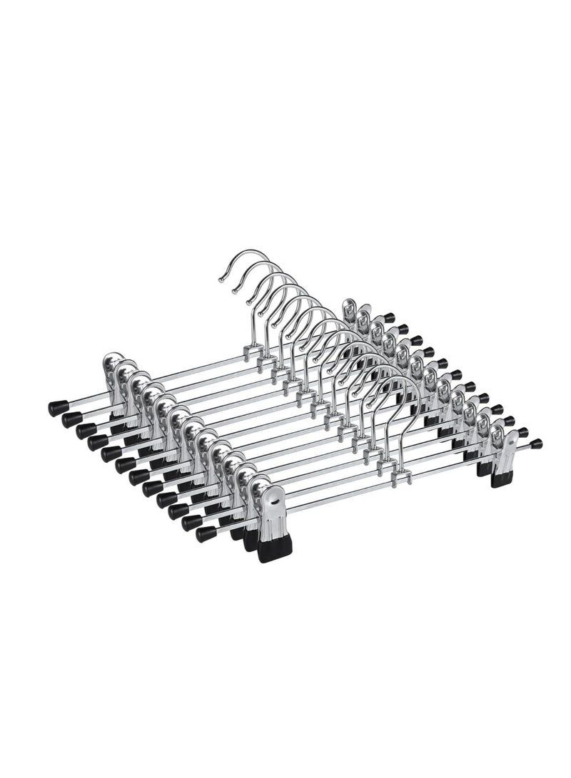Premium Metal Pant Hangers Trouser Hangers Skirt Hangers with Adjustable Non-Slip Clips Ultra-Thin Space Saving Durable Clothes Hangers 30cm for Skirts Pants Trousers Anti Rust High Grade 12 Pc  - Image 1