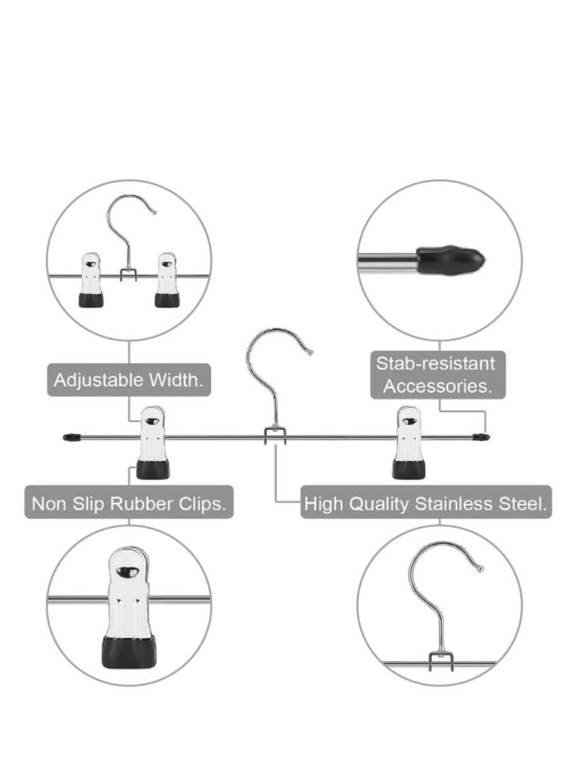 Premium Metal Pant Hangers Trouser Hangers Skirt Hangers with Adjustable Non-Slip Clips Ultra-Thin Space Saving Durable Clothes Hangers 30cm for Skirts Pants Trousers Anti Rust High Grade 12 Pc  - Image 2