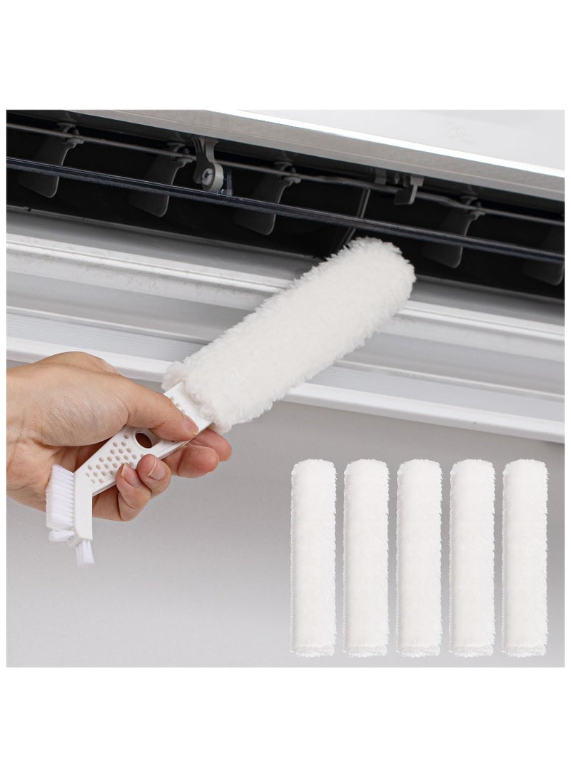 Air Conditioner Fin Comb Cleaner Kit, Fridge Coils Cleaner, Coil Cleaner Brush Air Conditioner Gap Brush No Disassembly with 5 White Replaceable Brush Clothes, for Air Conditioner Fridge - Image 1
