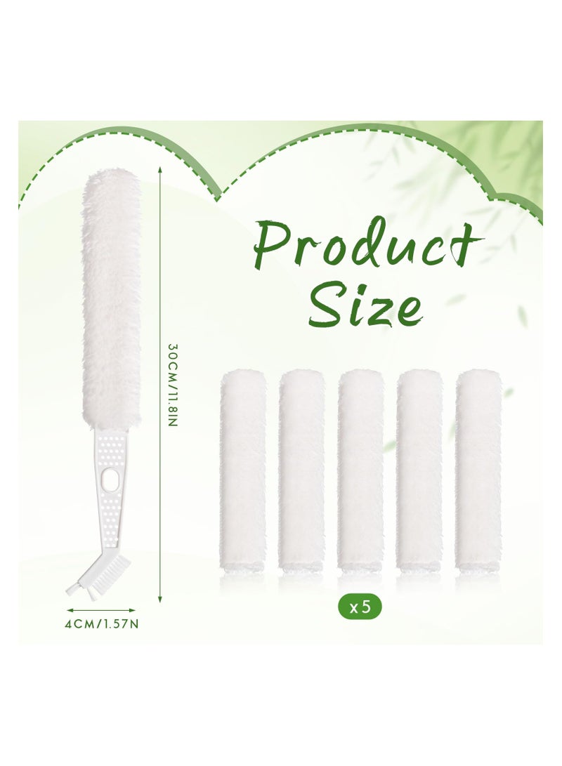 Air Conditioner Fin Comb Cleaner Kit, Fridge Coils Cleaner, Coil Cleaner Brush Air Conditioner Gap Brush No Disassembly with 5 White Replaceable Brush Clothes, for Air Conditioner Fridge - Image 2