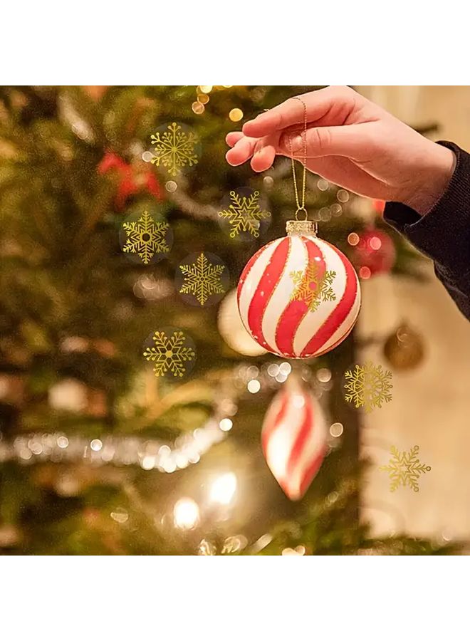 100 Pieces Transparent Christmas Snowflake Sealing Stickers Non Sticky Golden Snowflake Decals For Gift Wrapping Holiday Party Decorations Self Adhesive Rectangular Shape Geometric Pattern Plastic Surface Single Use - Image 4