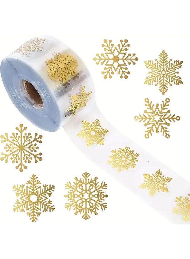 100 Pieces Transparent Christmas Snowflake Sealing Stickers Non Sticky Golden Snowflake Decals For Gift Wrapping Holiday Party Decorations Self Adhesive Rectangular Shape Geometric Pattern Plastic Surface Single Use - Image 1