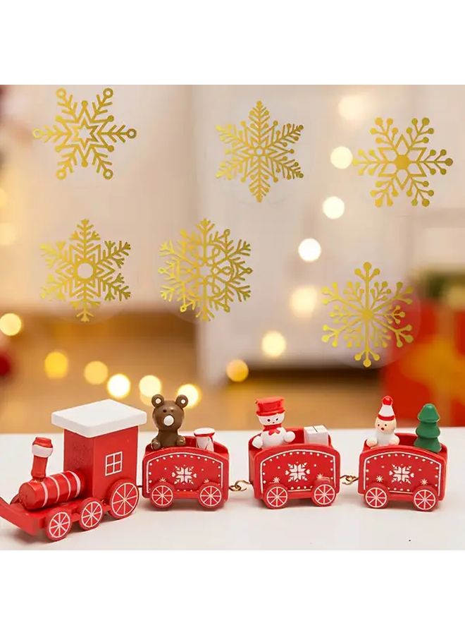 100 Pieces Transparent Christmas Snowflake Sealing Stickers Non Sticky Golden Snowflake Decals For Gift Wrapping Holiday Party Decorations Self Adhesive Rectangular Shape Geometric Pattern Plastic Surface Single Use - Image 5