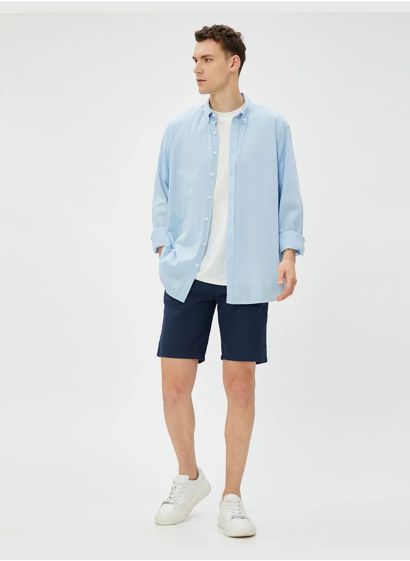 KOTON Linen Blend Bermuda Shorts Buttoned Pocket Detailed