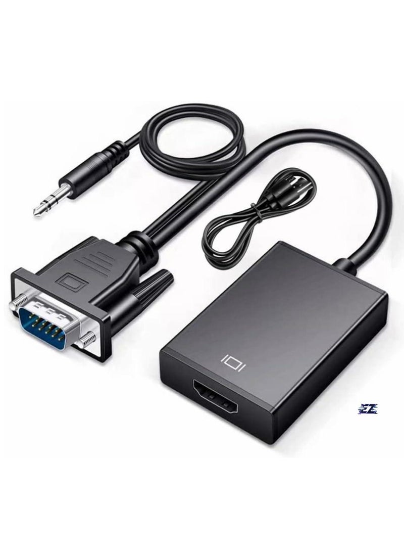 ELTRAZONE VGA to HDMI Adapter – VGA Male to HDMI Female Converter with 3.5mm Audio Jack, Full HD 1080P for Connecting Monitor, PC, Laptop, Desktop, HDTV, Projector, DVD – Office & Meeting Use  - Image 1