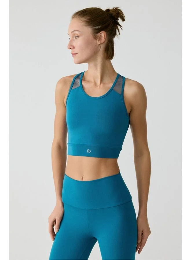 LISSA Women’s Blue Tulle-Detail Tank Top.